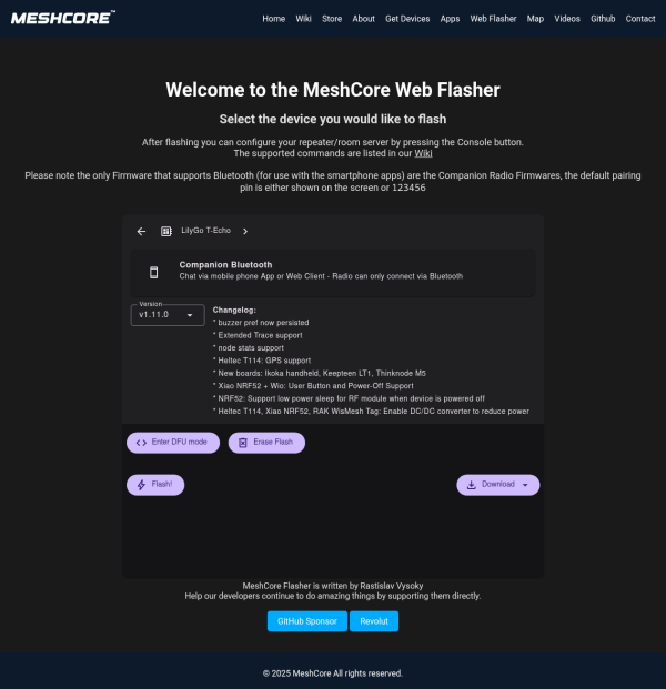 MeshCore Webflasher