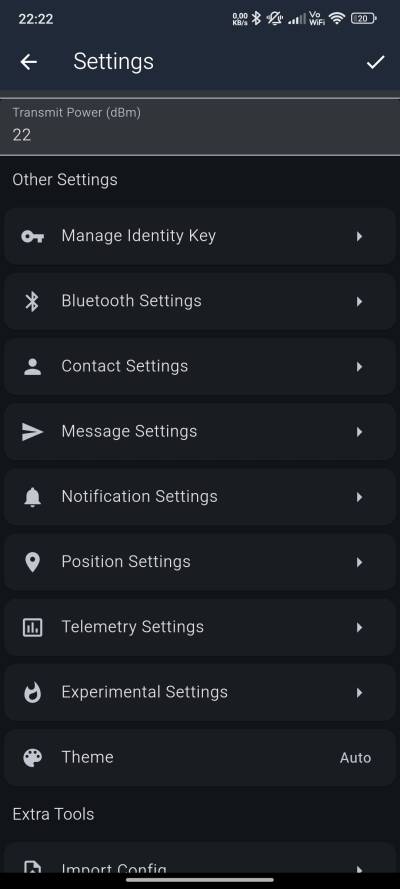 MeshCore App Einstellungen